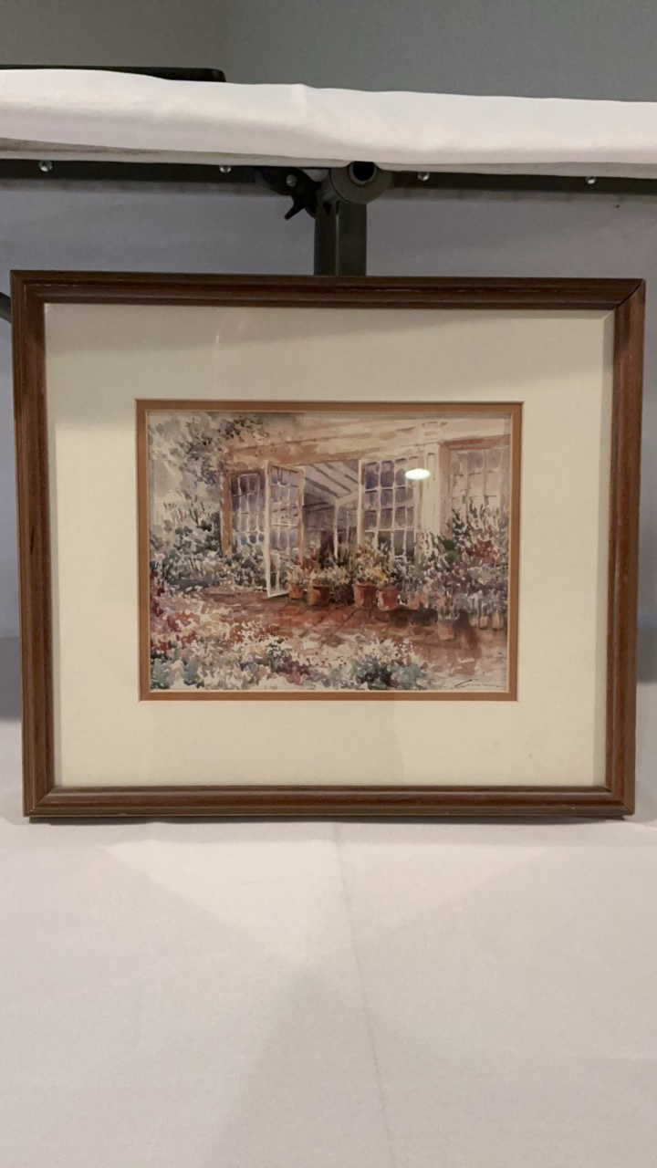 Impressionist Watercolor Style Greenhouse Print - Framed and Matted