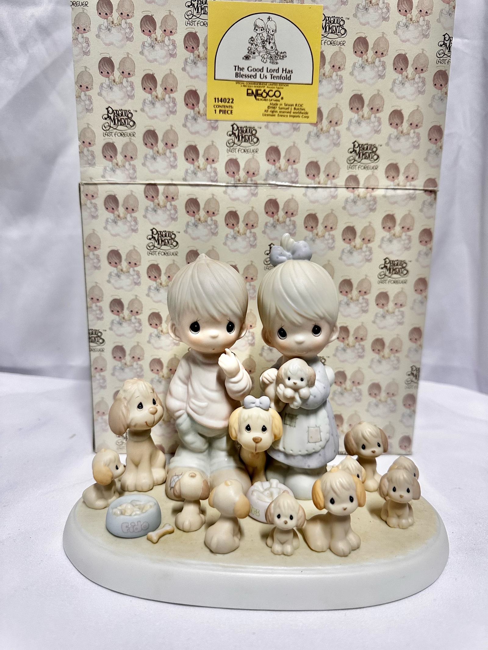 Precious Moments The Good Lord Has Blessed Us Tenfold limited edition figurine, item number 114022.