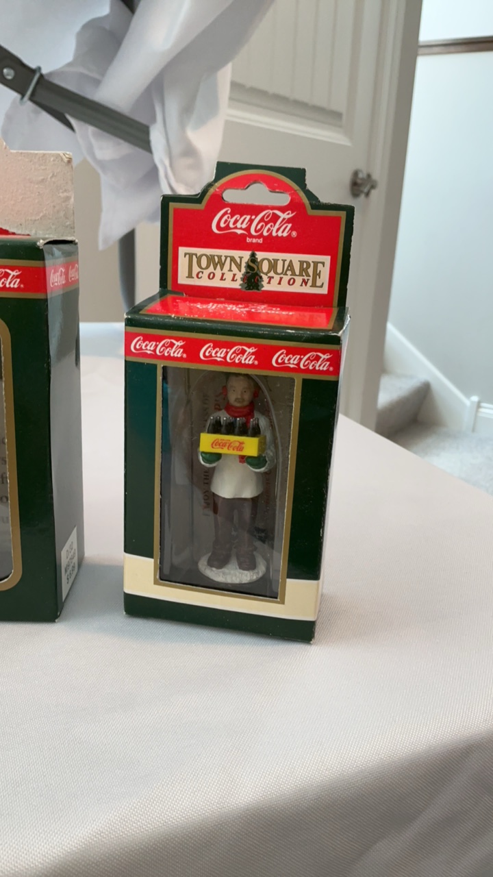 Vintage Coca-Cola Town Square Collection & Pepsi-Cola Collectible Ornament Set