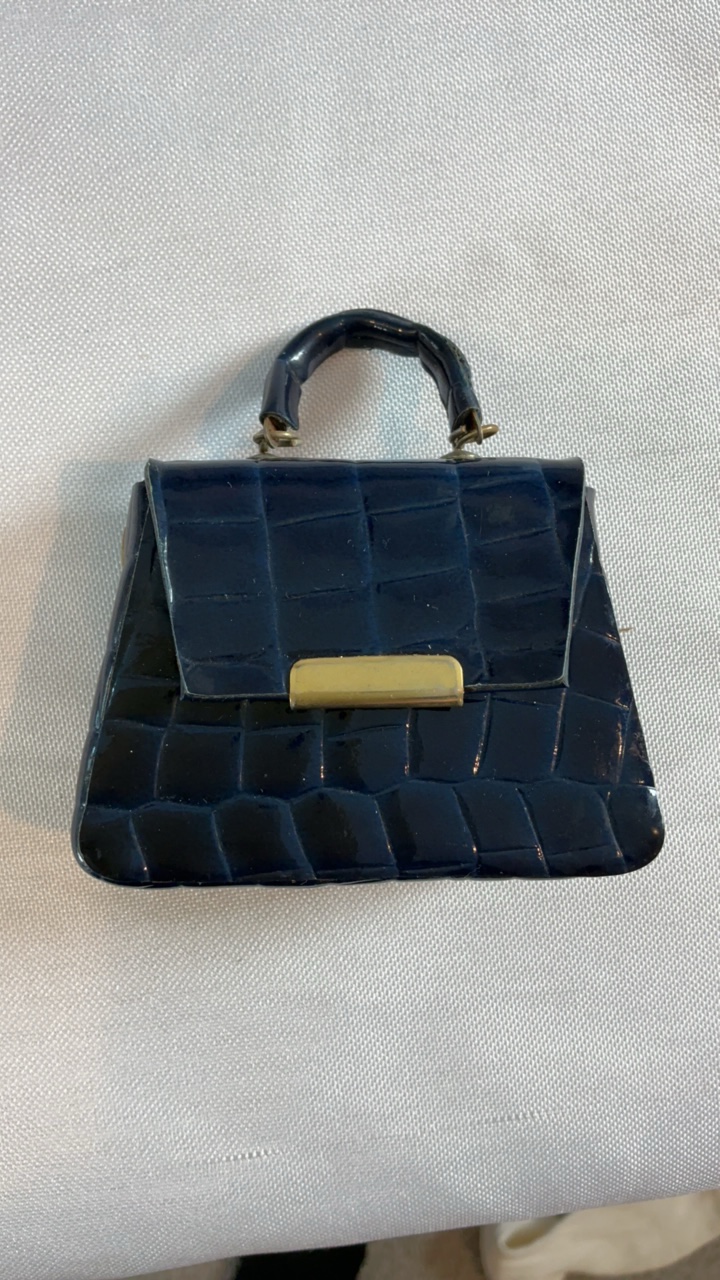 Vintage Roger Gimbel Accessories Navy Blue Croc-Embossed Miniature Purse