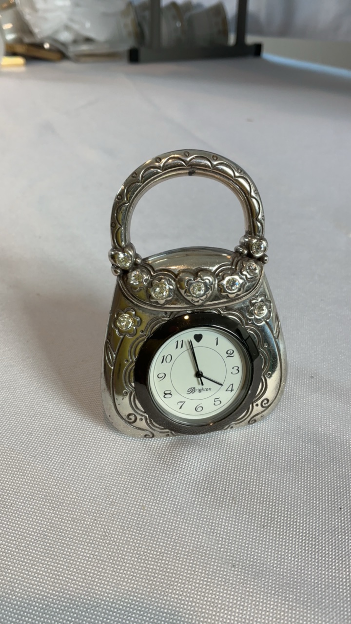 Brighton Purse-Onality Miniature Handbag Desk Clock - Crystal Embellished