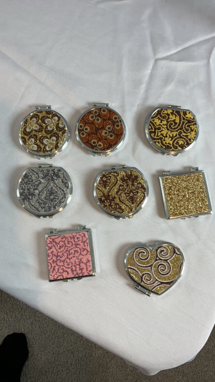 Bulk Lot of 8 Decorative Compact Mirrors - Various Shapes & Finishes