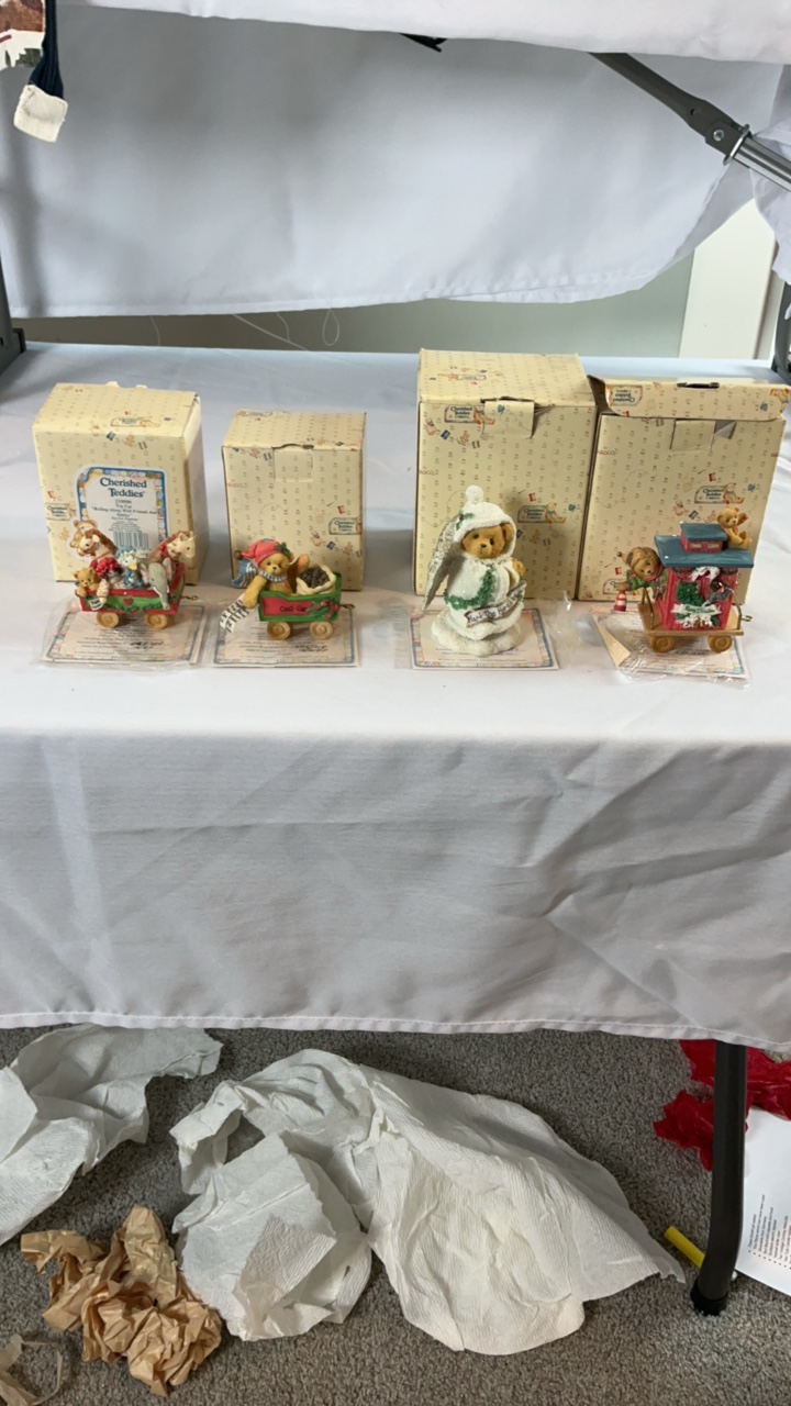 Enesco Cherished Teddies Holiday Figurine Lot  4 Piece Set  Includes 1st in Series Angel