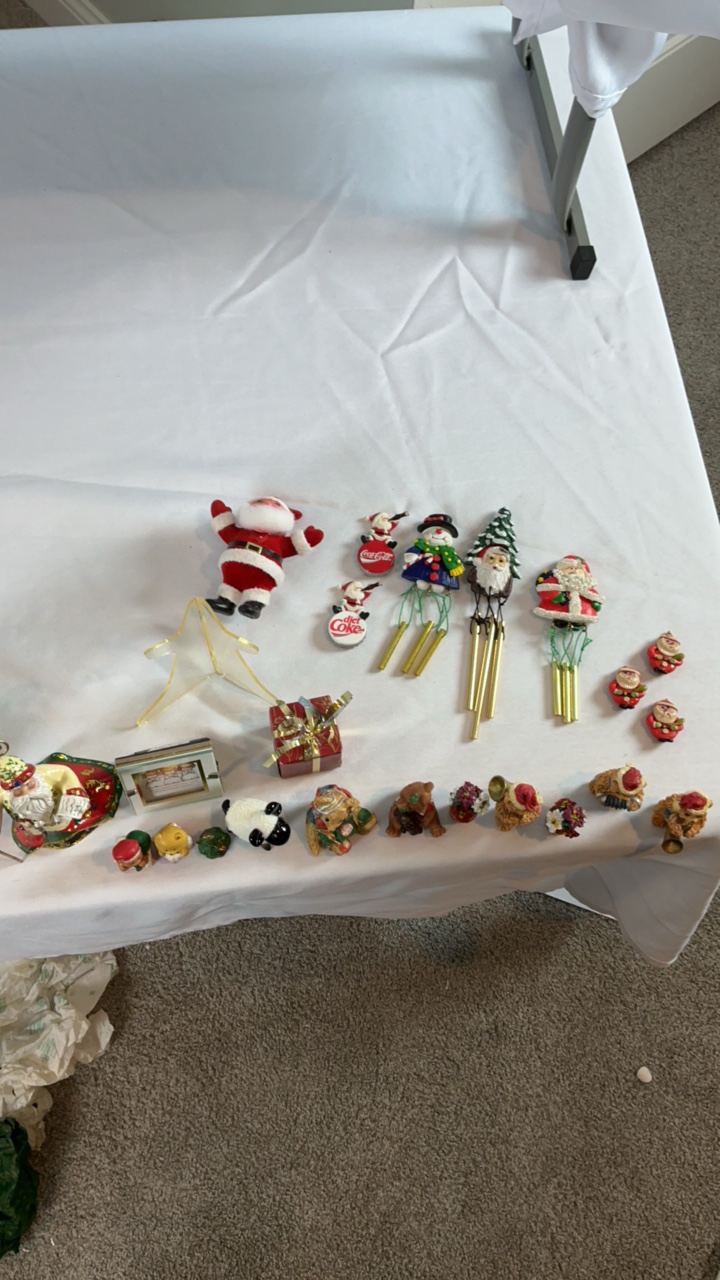 Vintage Holiday Small Items Lot  Coca-Cola Magnets, Wind Chimes, & Musical Bears  18 Piece Collection