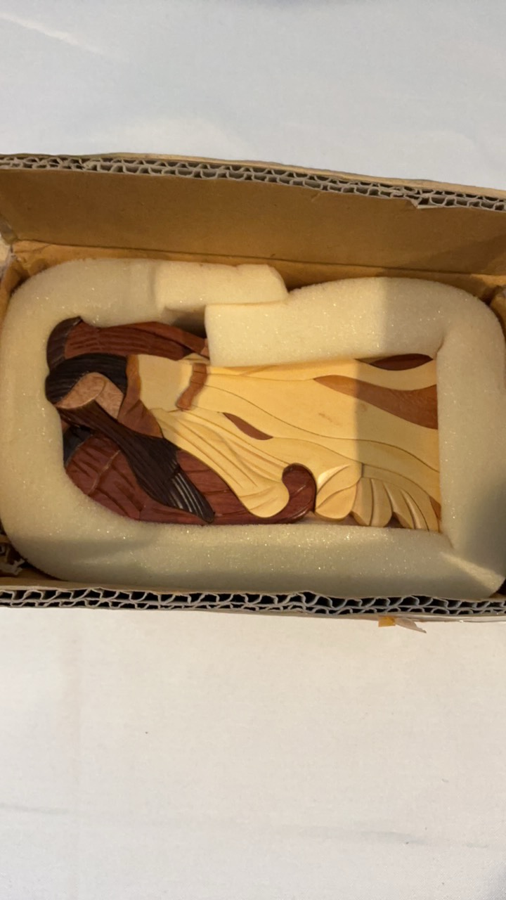 Carver Dans Angel Intarsia Puzzle Box - Exotic Hardwoods New in Box