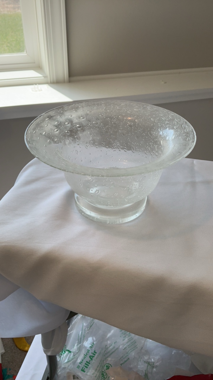 Contemporary Clear Pedestal Bowl - Controlled Bubble Pattern
