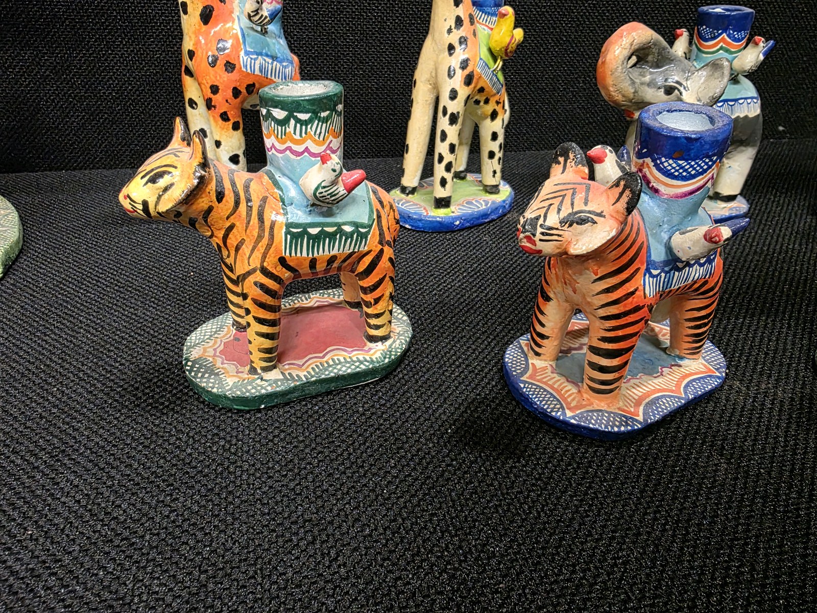 lot 111 image: Vintage 1960s Hand-Painted Mexican Terracotta Candlestick Holders