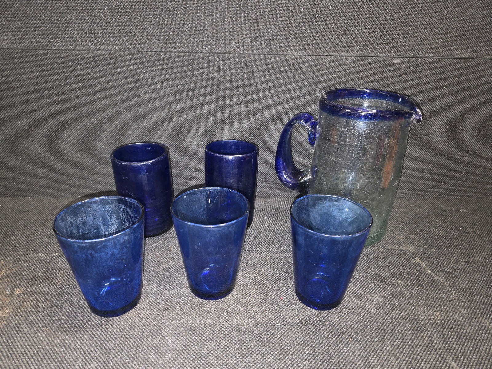 lot 134 image: Blue Glassware, Including 1 Large Blown - Glass Pitcher