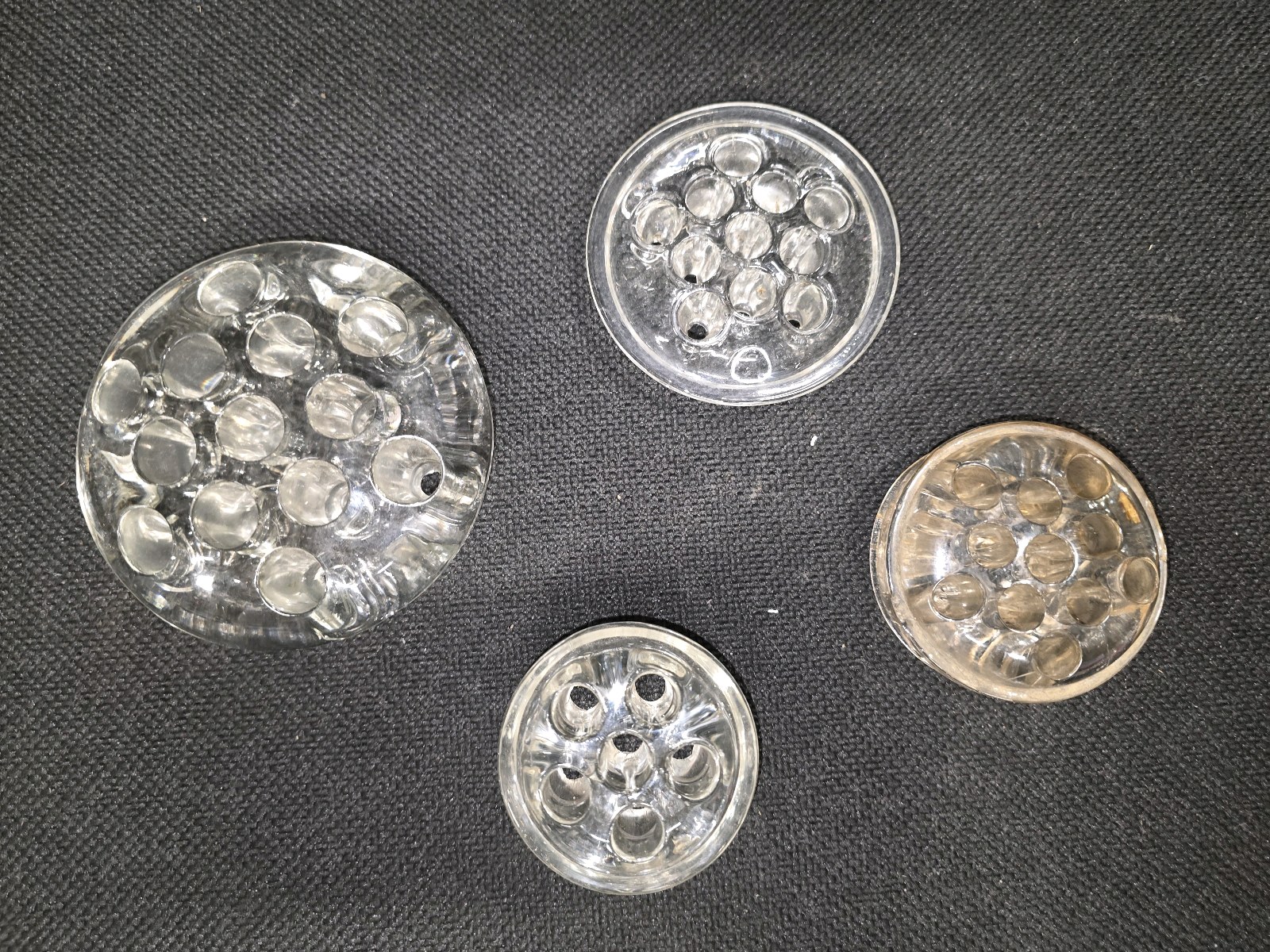 lot 150 image: Vintage Clear Glass Flower Frogs ( Vase Inserts )