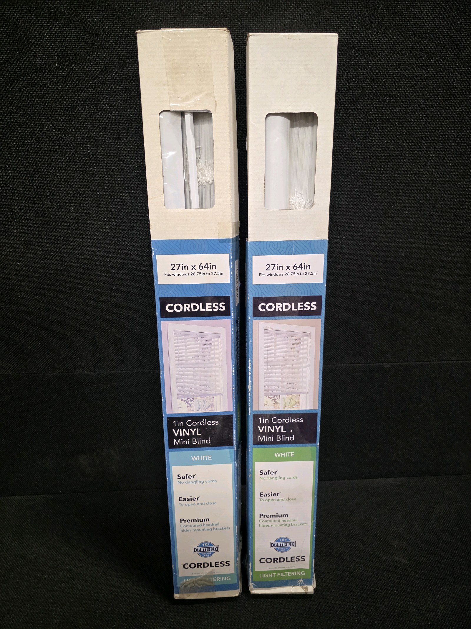 lot 155 image: Mainstays 1-inch Cordless Vinyl Mini Blinds in white