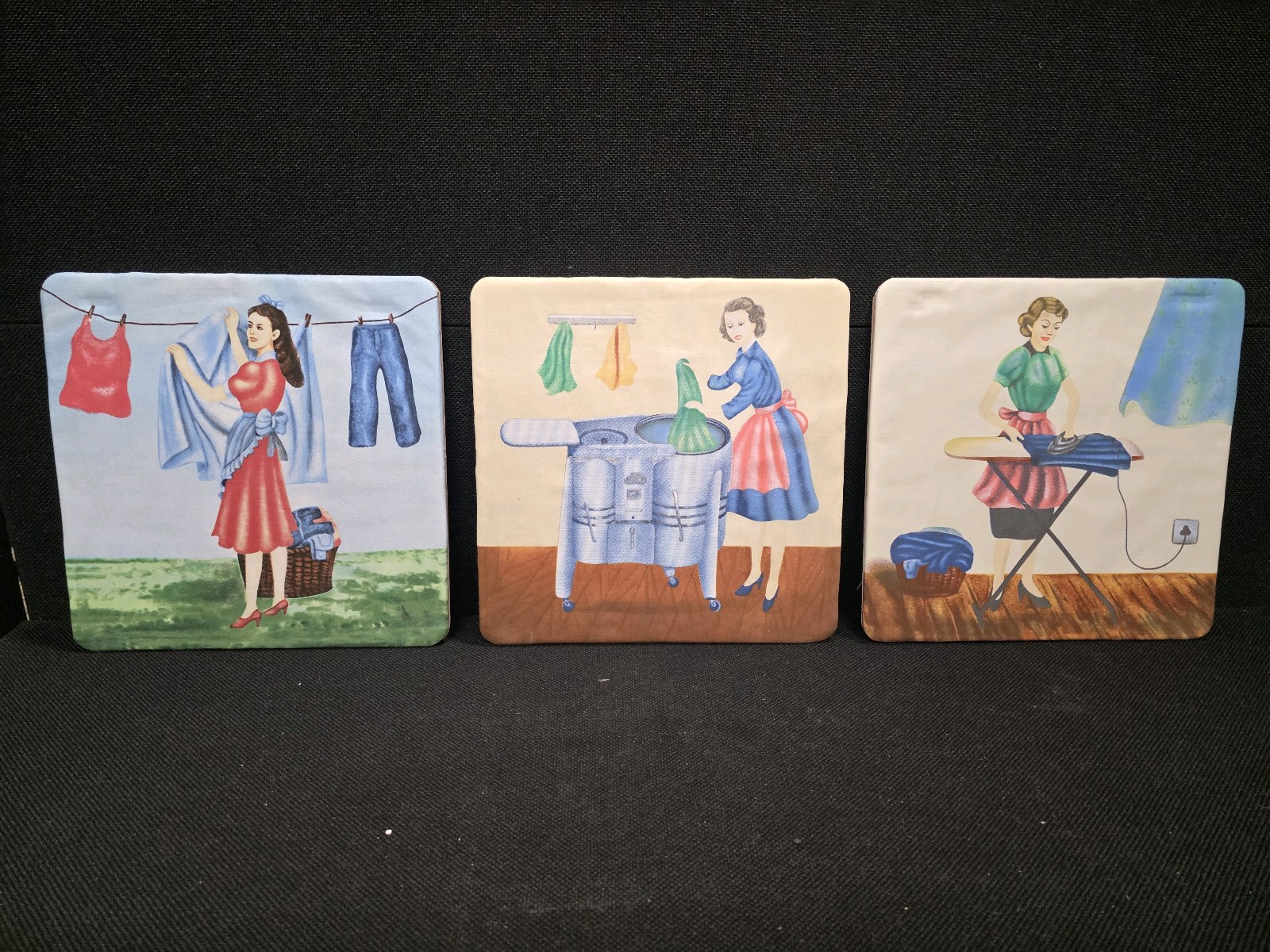 lot 177 image: Vintage Laundry-Themed Wall Tiles ( Wall Art )