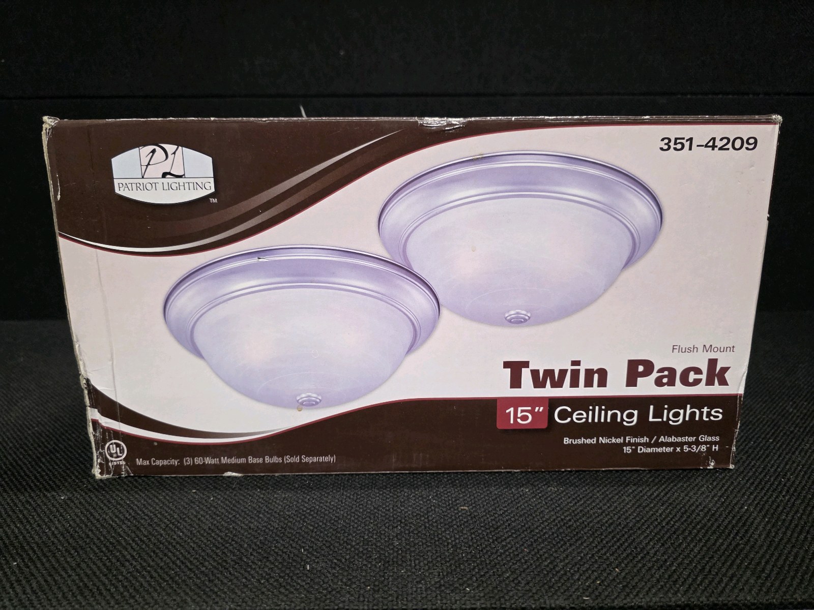lot 180 image: Brand-New 15 Ceiling Light Twin Pack from Menards