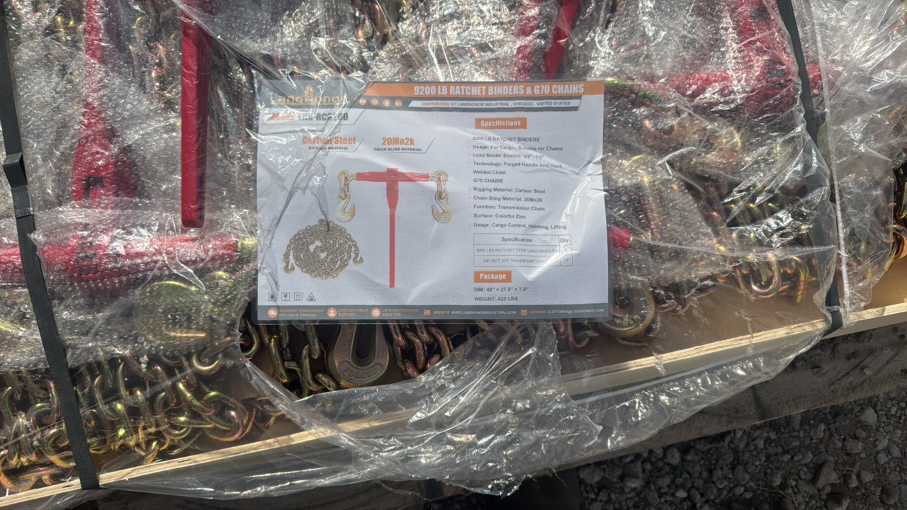 lot 104 image: 9200LB RATCHETBINDERS &G70 CHAINSLandhonor2025UnusedLHR-RC9202