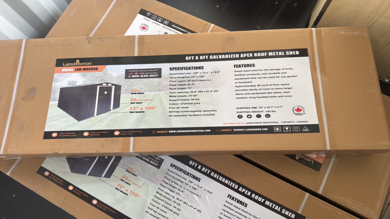 lot 69 image: 6ft x 8ft Galvanized Apex Roof Metal ShedLandhonor2025UnusedLHR-MS0610