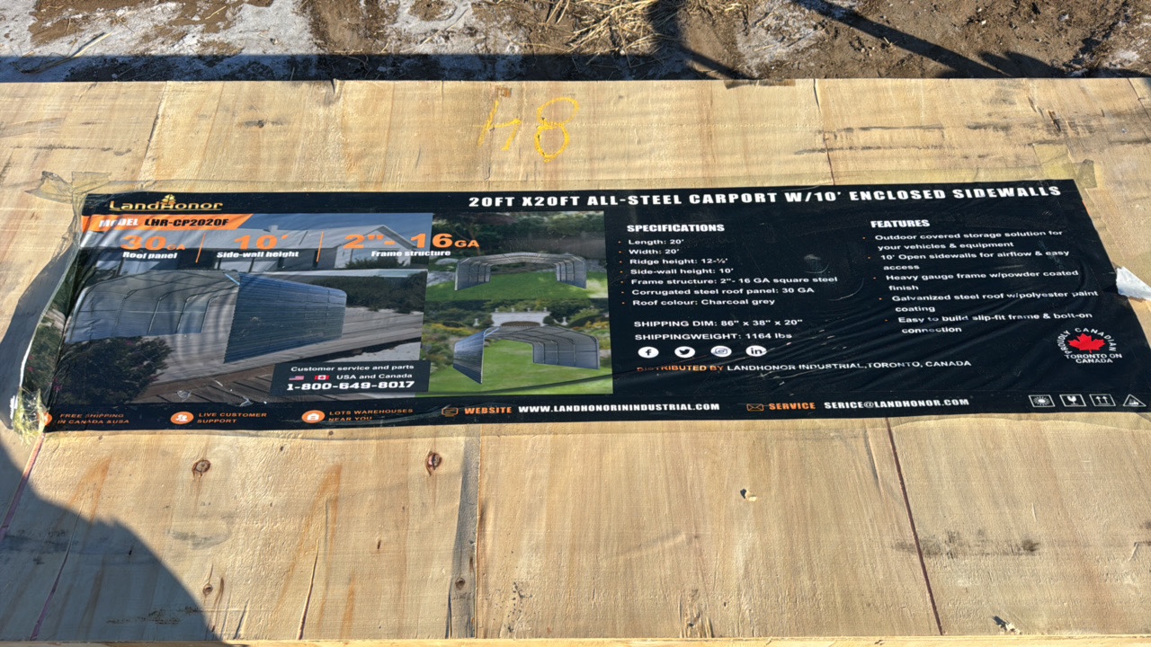 lot 85 image: 2020FT All-Steel CarportLandhonor2025UnusedLHR-CP2020F