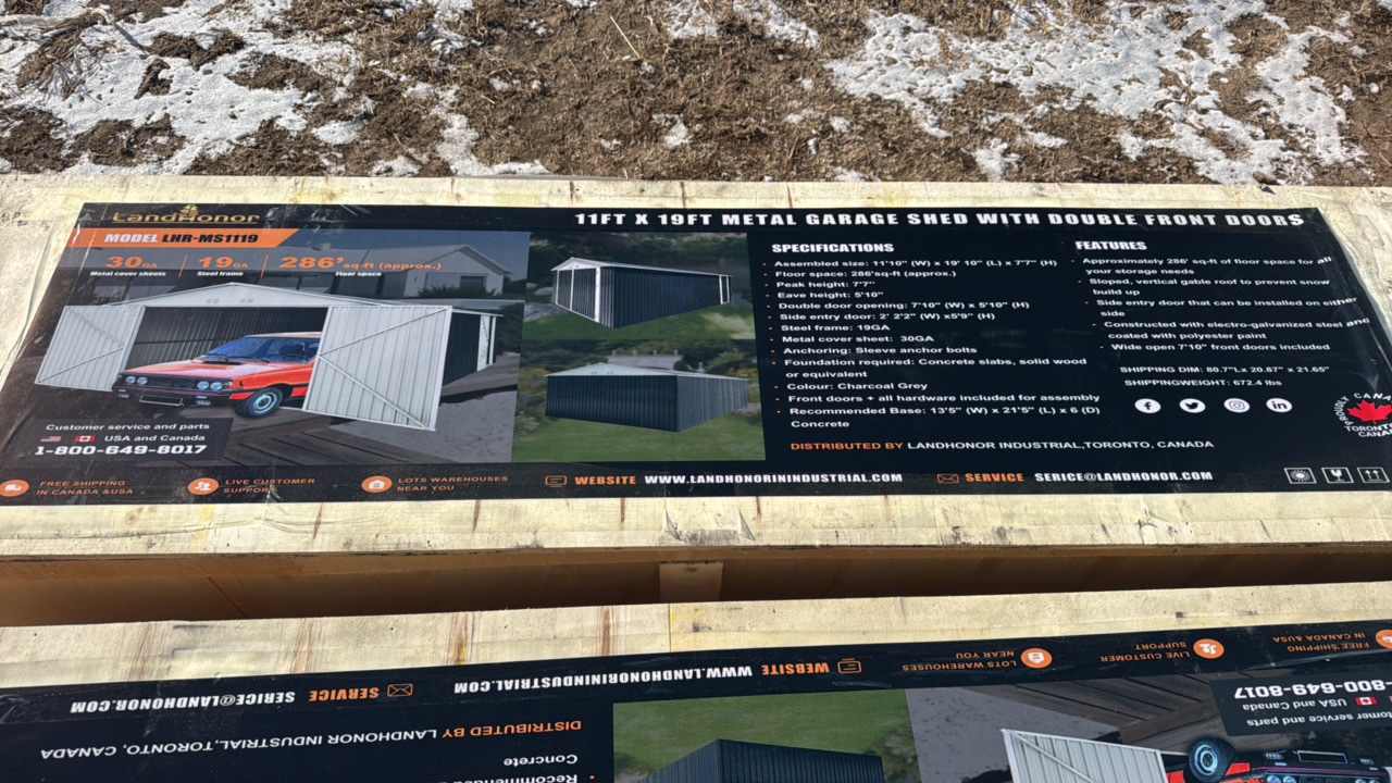 lot 87 image: 11ft x 19ft  Metal Garage Shed with Double Front DoorsLandhonor2025UnusedLHR-MS1120