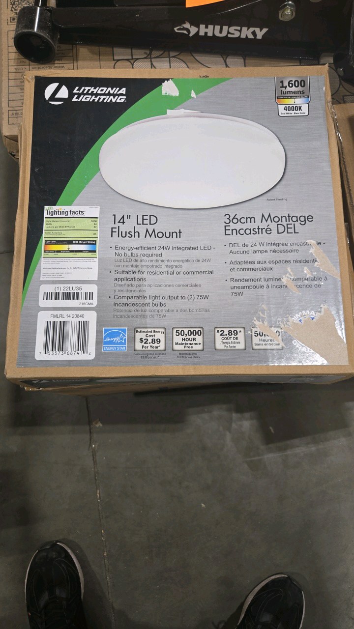 lot 116 image: (5) Lithonia Lighting Contractor Select FMLRL 14 in. 24-Watt Integrated LED White 1600 Lumens 4000K Round Flush Mount Light
