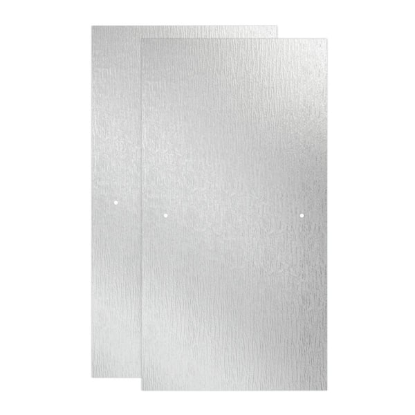 lot 120 image: (2) Delta 29-34 in. x 55-12 in. x 14 in. (6 mm) Frameless Sliding Bathtub Door Glass Panels in Rain (For 50-60 in. Doors)