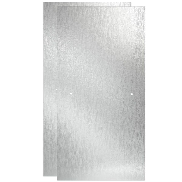 lot 121 image: (2) Delta 29-34 in. x 67-34 in. x 14 in. (6 mm) Frameless Sliding Shower Door Glass Panels in Rain (For 50-60 in. Doors)