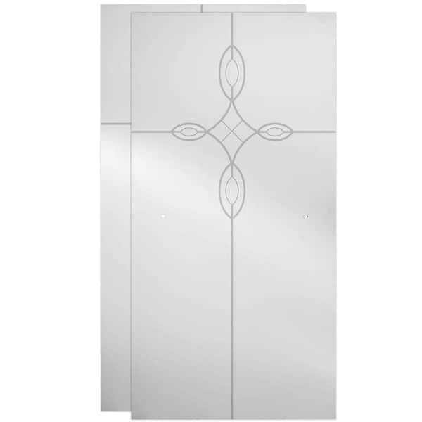 lot 122 image: (2) Delta 29-34 in. x 67-34 in. x 14 in. (6mm) Frameless Sliding Shower Door Glass Panels in Tranquility (For 50-60 in. Doors)