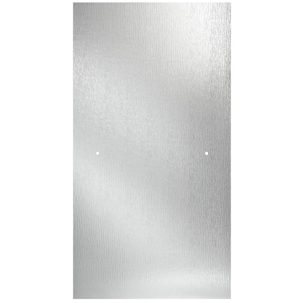 lot 125 image: (2) Delta 24-38 in. x 63-18 in. x 14 in. (6mm) Frameless Pivoting Shower Door Glass Panel in Rain (For 27-30 in. Doors)