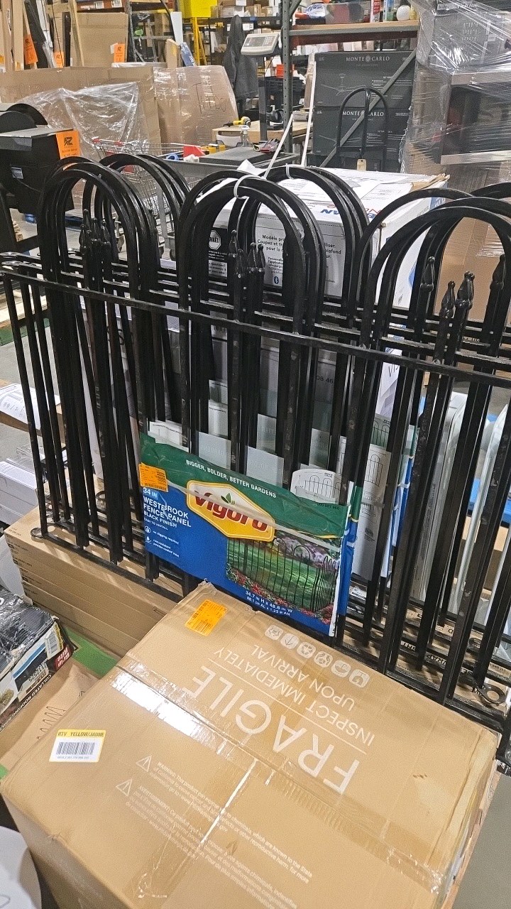 lot 140 image: (7) Vigoro Westbrook 35 in. x 48 in. Black Steel Fence Panel