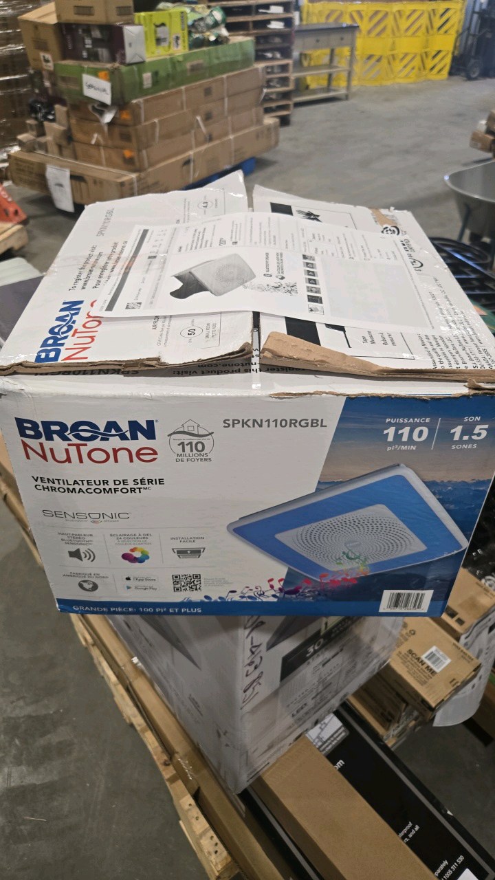 lot 141 image: Broan-NuTone Sensonic Series 110 CFM Ceiling Bathroom Exhaust Fan with Speaker and Bluetooth Wireless Technology