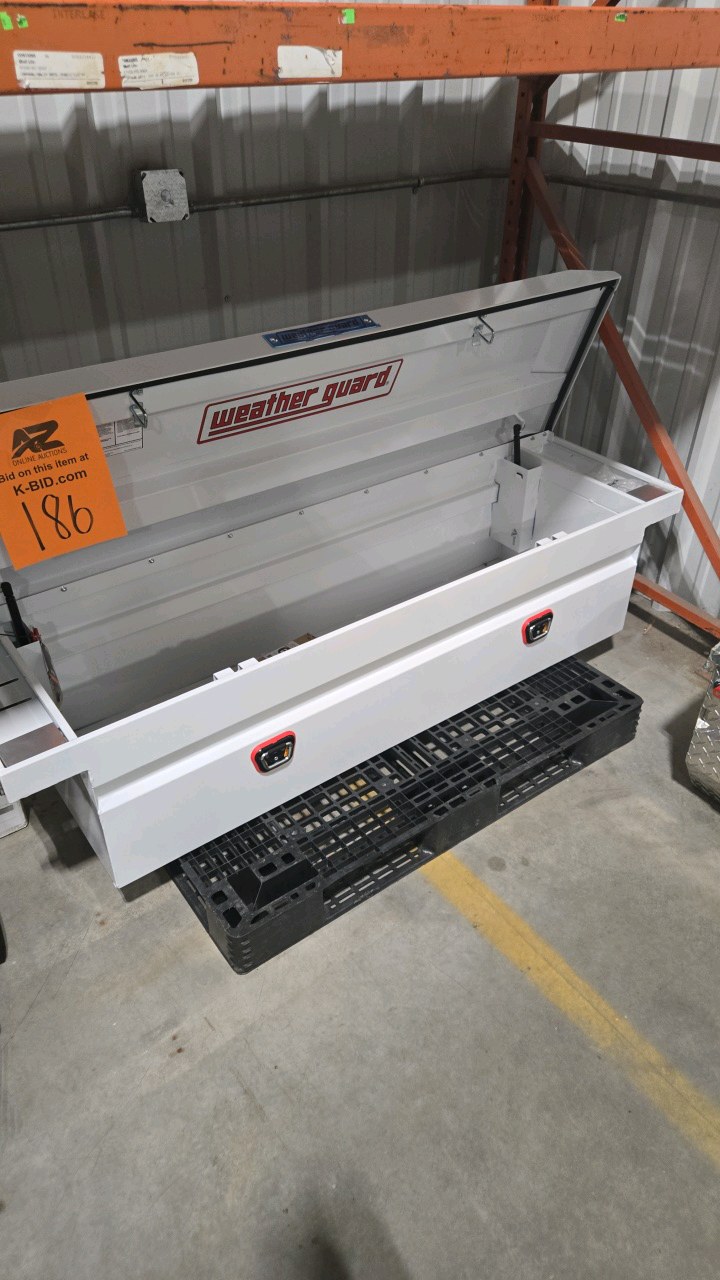 lot 186 image: Weather Guard 72 in. White Steel Full Size Low Profile Crossover Truck Tool Box