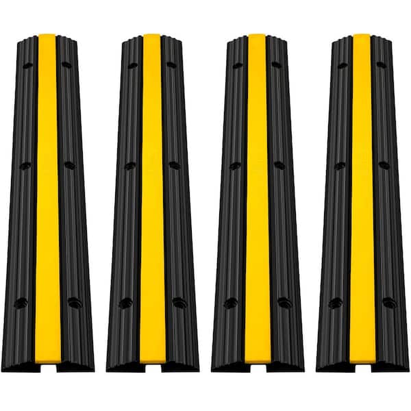 lot 20 image: VEVOR 1-Channel Rubber Cable Protector Ramps 22046 lbs. Loading Cable Wire Cord Cover Speed Bump (4-Pieces)