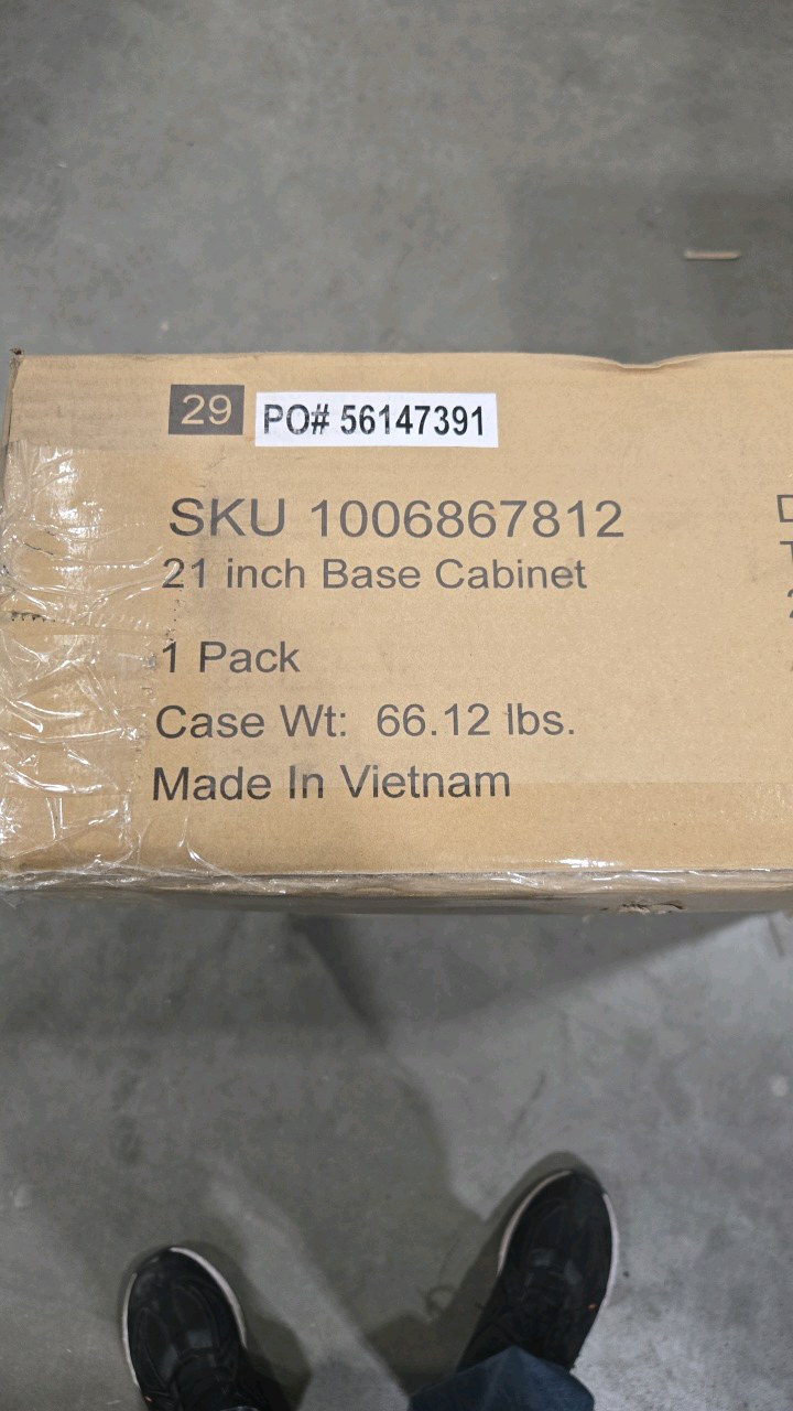 lot 22 image: Hampton Bay Avondale 21 in. W x 24 in. D x 34.5 in. H Ready to Assemble Plywood Shaker Base Kitchen Cabinet in Alpine White