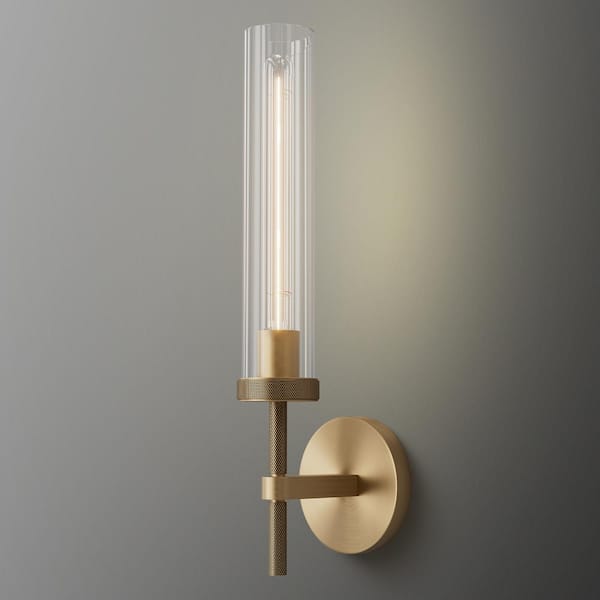 lot 31 image: YUYI 19 in. 1-Light Gold Wall Sconce, Modern Wall Light with Glass Tube for Living Room, Dining Room (1-Sets)