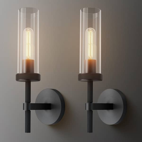 lot 34 image: YUYI 14 in. 1-Light 2-Piece Black Wall Sconce, Modern Wall Lighting for Living Room, Bedroom, Hallway, Bathroom