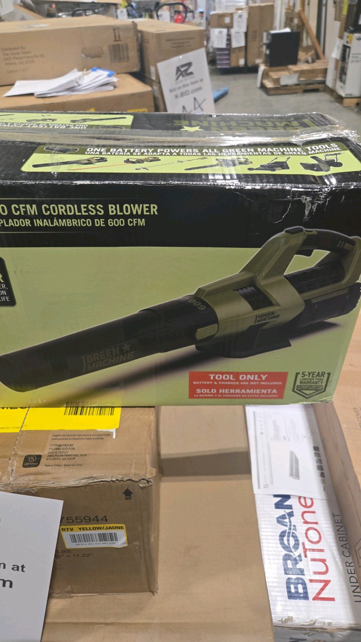 lot 47 image: Green Machine 62-Volt 113 MPH 600 CFM Battery Lithium-Ion Brushless Cordless Handheld Leaf Blower( Tool Only)