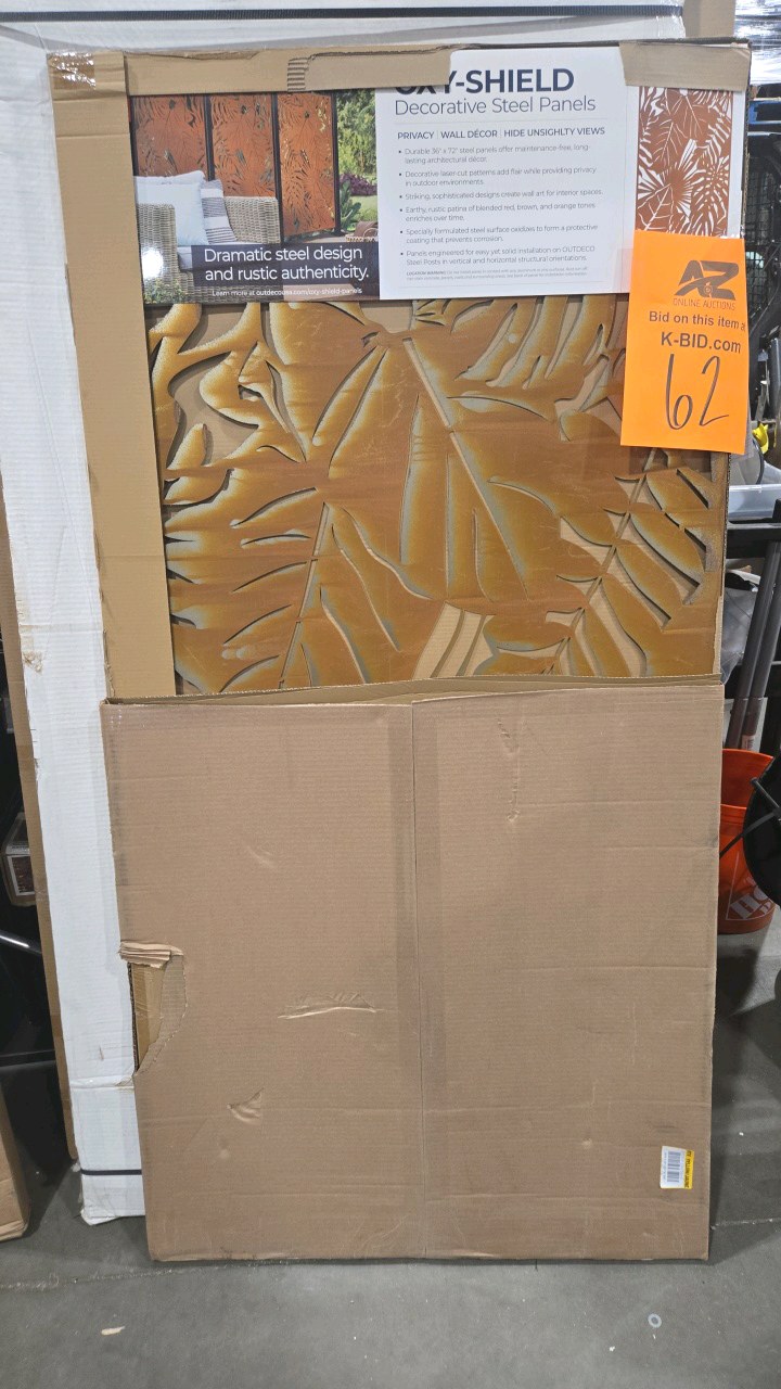 lot 62 image: OUTDECO Rainforest 3 ft. x 6 ft. Oxy-Shield Corten Steel Decorative Screen Panel in Rust with 6-Screws