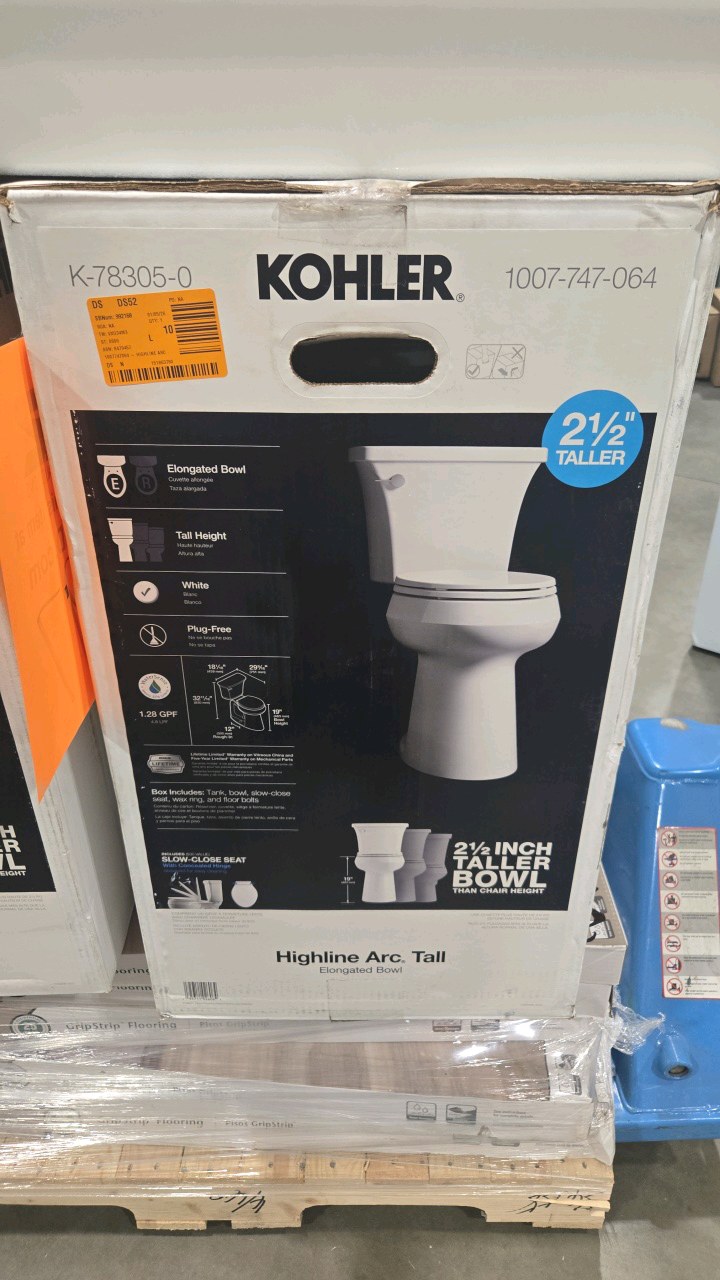 lot 96 image: KOHLER Highline Arc Extra Tall 12 in. Rough In 2-Piece 1.28 GFP Single Flush Elongated Toilet in White with Soft Close Seat