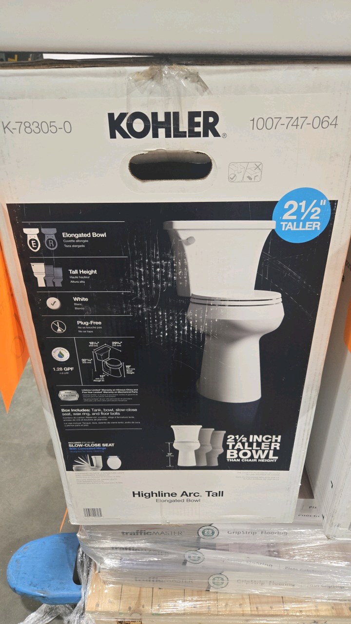 lot 97 image: KOHLER Highline Arc Extra Tall 12 in. Rough In 2-Piece 1.28 GFP Single Flush Elongated Toilet in White with Soft Close Seat