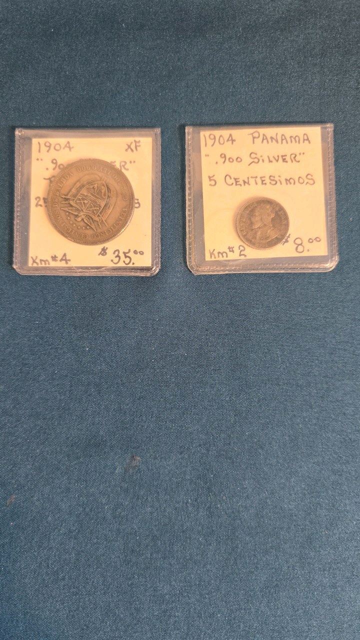 lot 13 image: 1904 .900 PANAMA SILVER COINS