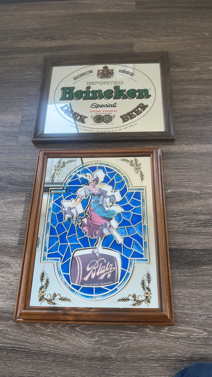 lot 24-1 image: VINTAGE HEINEKEN AND BLATZ BEER SIGNS