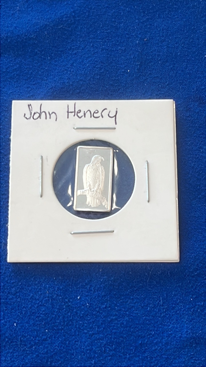 lot 18-1 image: John Hennery 2.5gram silver bar