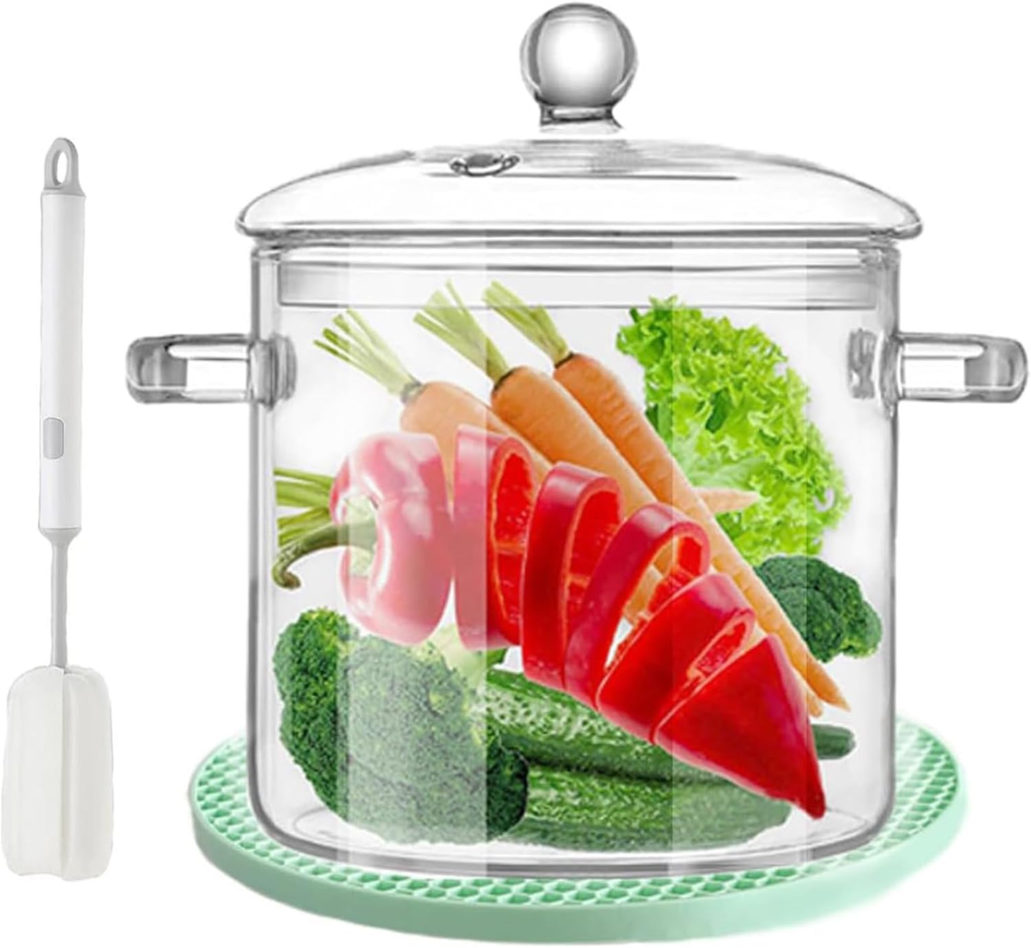 lot 123 image: 3L100 fluid ounce clear glass soup and milk (looks like a warmerheater or frother) X0042T59EN