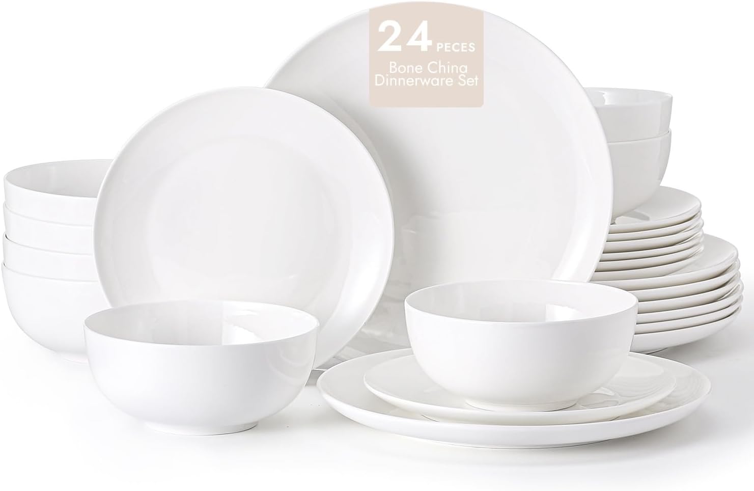 lot 138 image: Kingstone dinnerware set 24 pieces model 11101-24p White Color Plates and Bowls