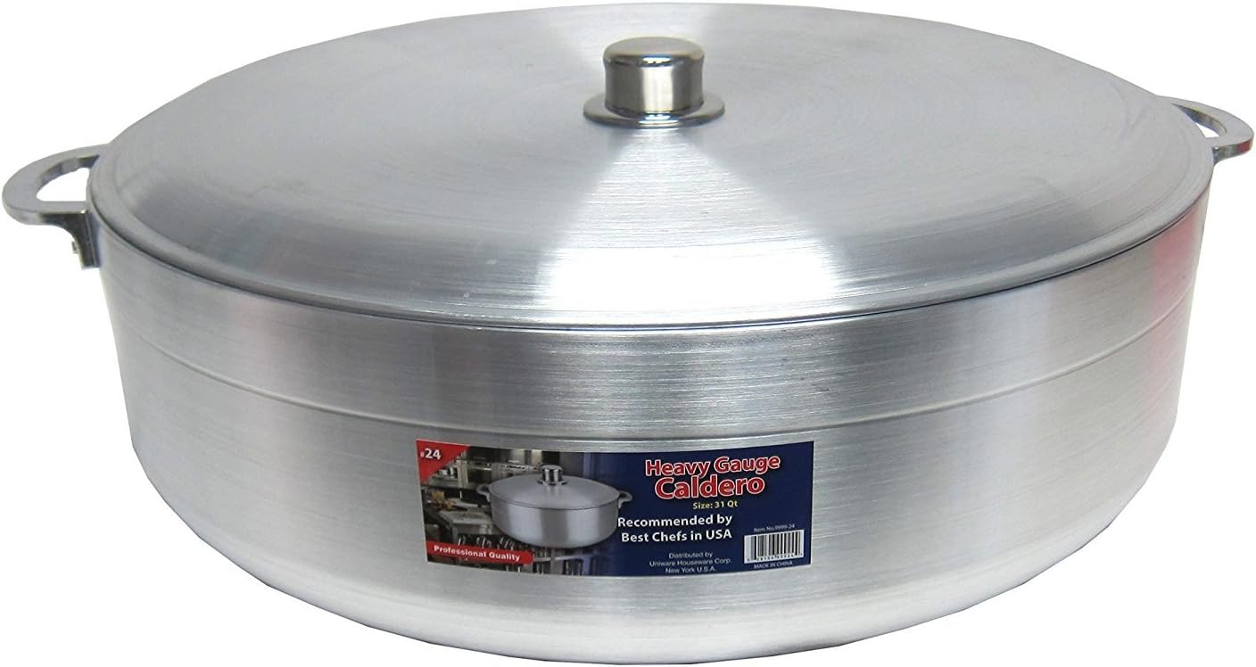 lot 159 image: Heavy Duty Aluminum CalderonPot With Aluminum Lid Cover 28.5 QT Heavy Duty, Great for Home Use and Commercial Kitchen Use Non-Stick