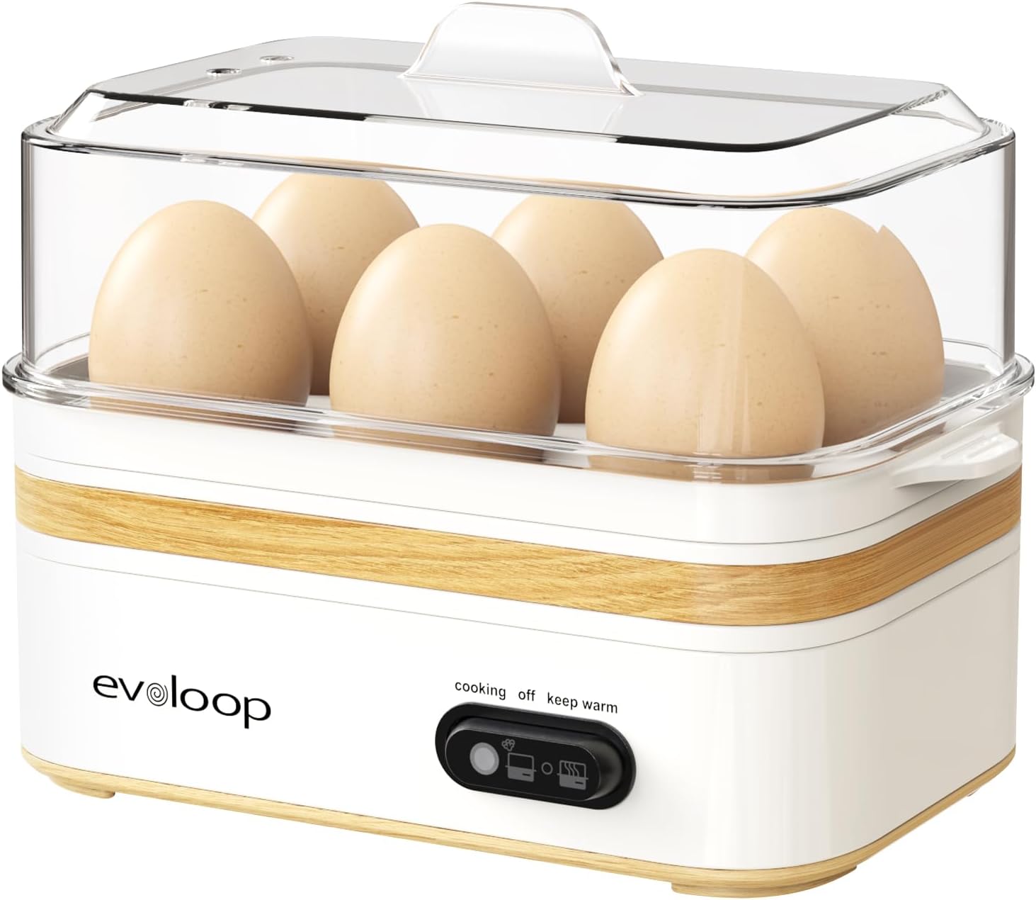 lot 166 image: Rapid Egg Cooker Electric 6 Eggs Capacity, Soft, Medium, Hard Boiled, Poacher, Omelet Maker Egg Poacher With Auto Shut-Off, BPA Free-White