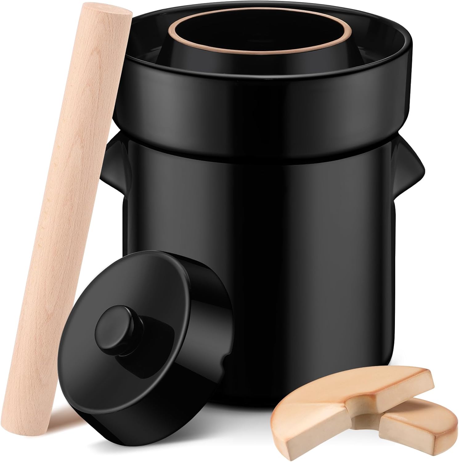 lot 185 image: Fermentation Ceramic Crock for Homemade Pickles, Kimchi, and Pickled Vegetables Tioncy Brand, 2.6 Gallon10 Liter Size Retail $112.00