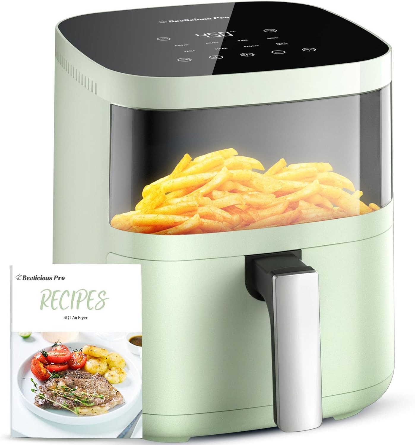 lot 187 image: Air Fryer Beelicious Brand, 8-in-1 Smart Compact 4QT Air Fryer With Viewing Window
