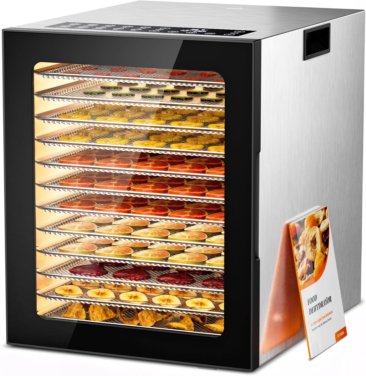lot 188 image: Food Dehydrator, 850W 12 Stainless Steel Trays in Dehydrator Machine, 167°F Temperature and 48 Hour Digital Timer Adjustable, Food Dryer for Jerky