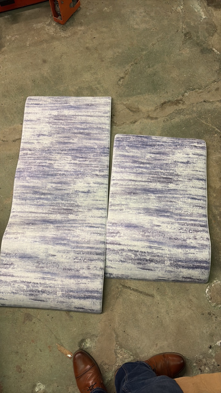 lot 199 image: Set of Two Anti-Fatigue Mats, One Shorter and One Longer, Great for Kitchen, Bathroom, Work Station or Any Place Where You Might Stand for Long Periods of Time