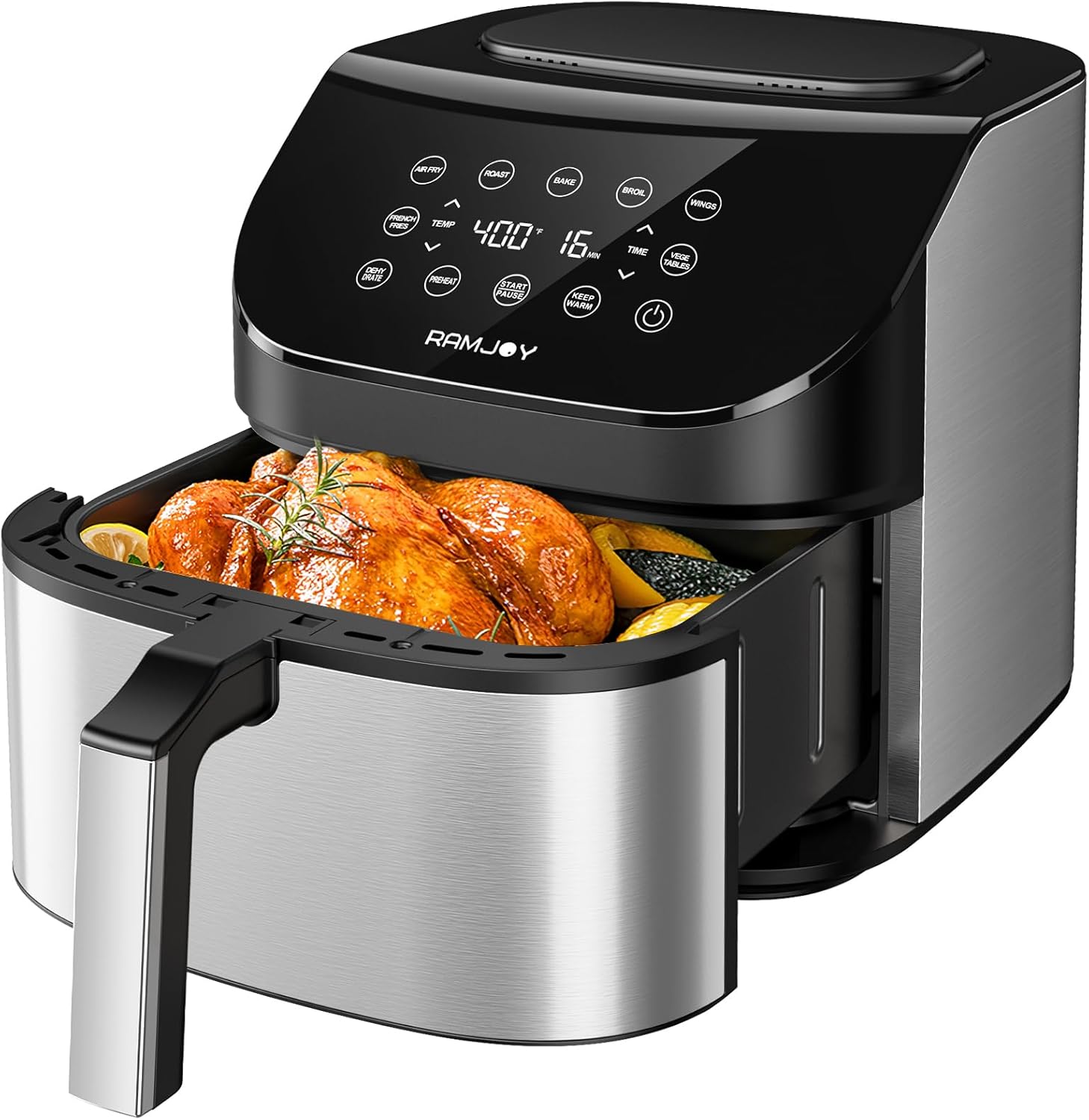 lot 203 image: Air Fryer 6.8 QT Size 10-in-1 Functions, Air Fry, Roast, Bake, Broil, Dehydrate, Large and Compact Air Fryer
