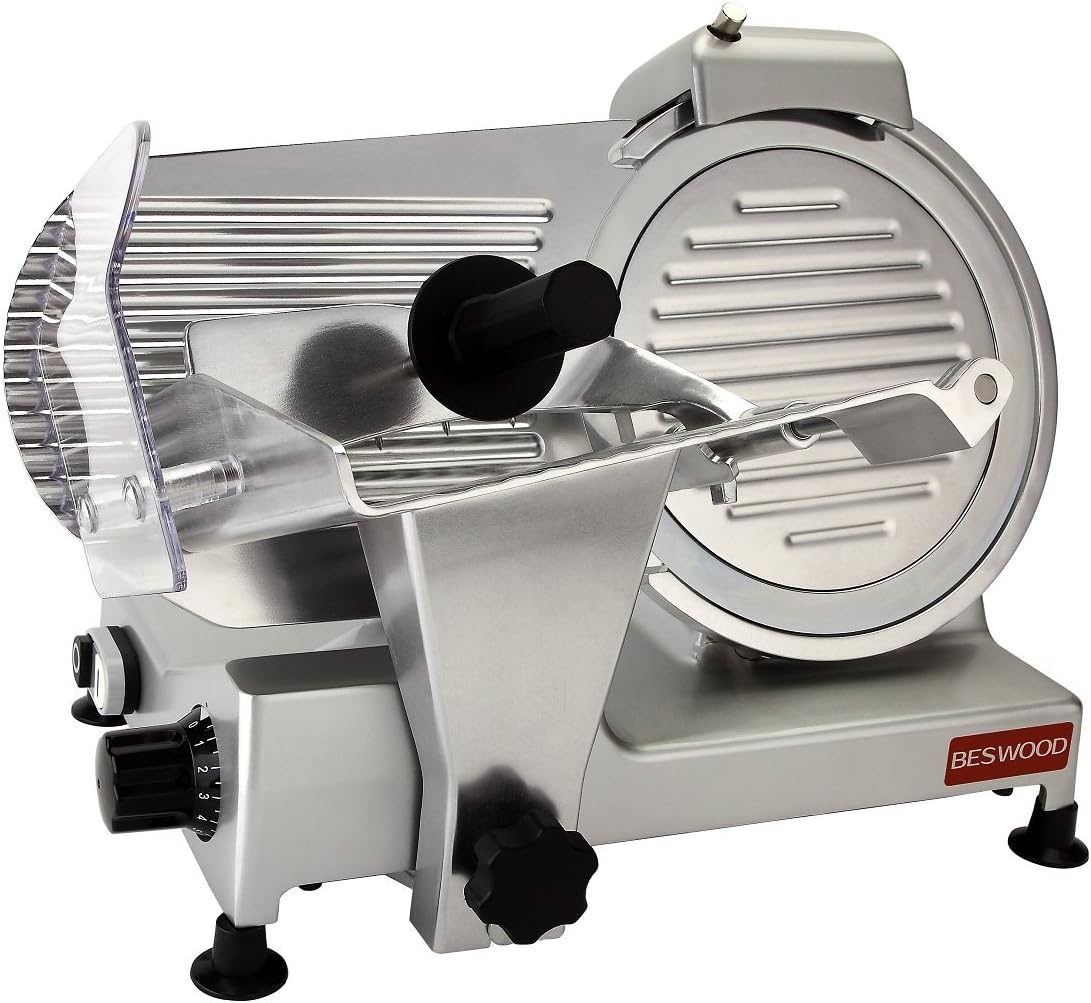 lot 210 image: Premium Steel Blade Electric Deli Meat and Cheese Slicer for Commercial and Home Use, BESWOOD Brand RETAIL $478.00