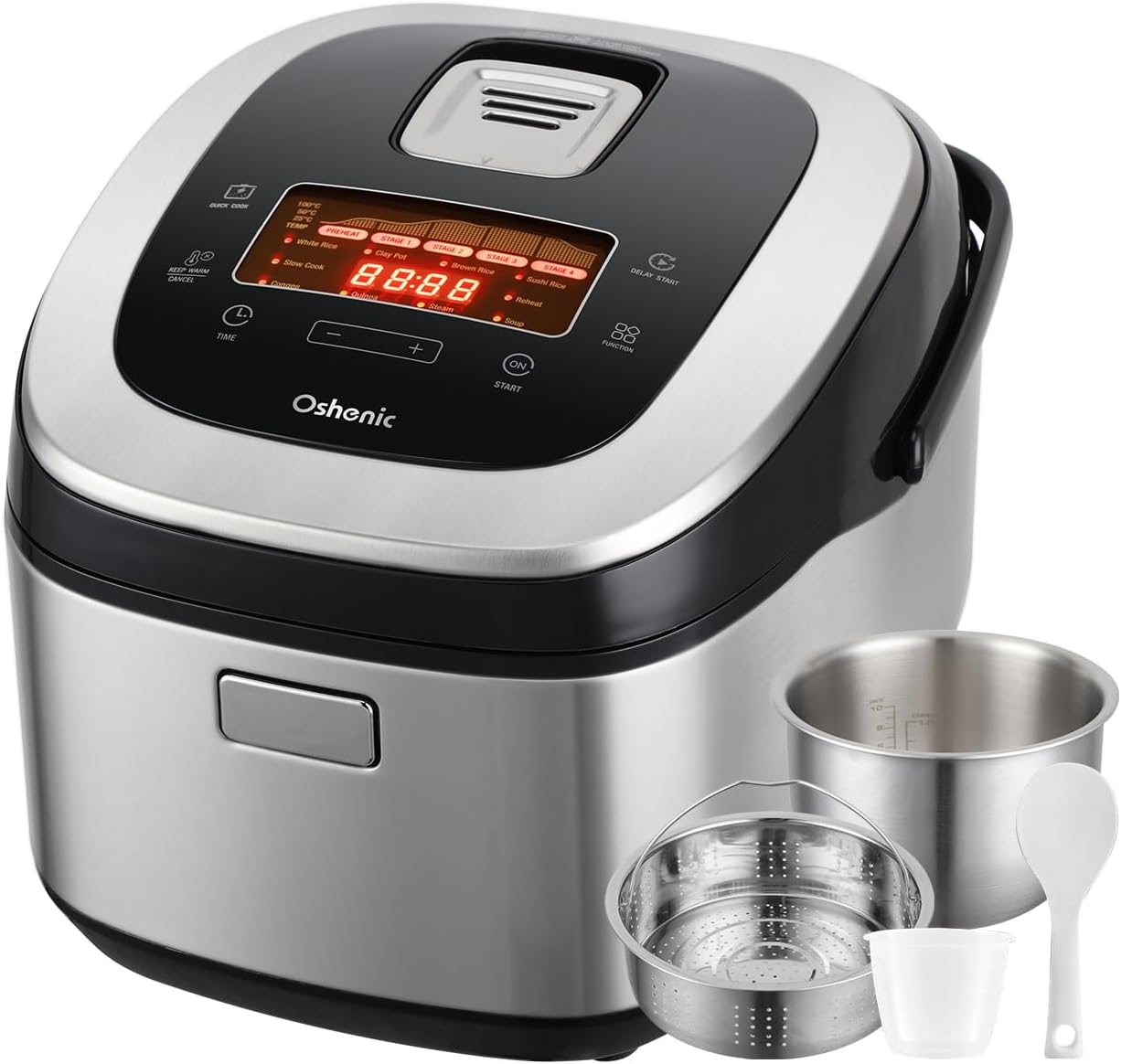 lot 215 image: Rice Cooker 10 Cup Uncooked  20 Cup Cooked, Induction Heating & Fuzzy Logic Technology,Electric Smart Rice Cooker With LCD Display,11 Multi Portable Rice Maker,Delay Timer & Auto Keep Warm